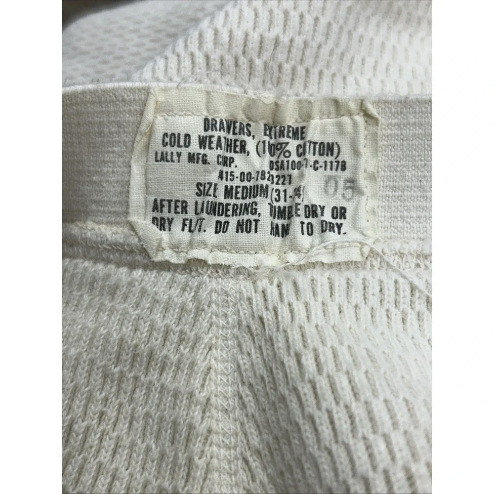 Vtg 77 Sz M THERMAL EXTREME COLD WEATHER LONG JOHN BOTTOM / DRAWER Lally MFG
